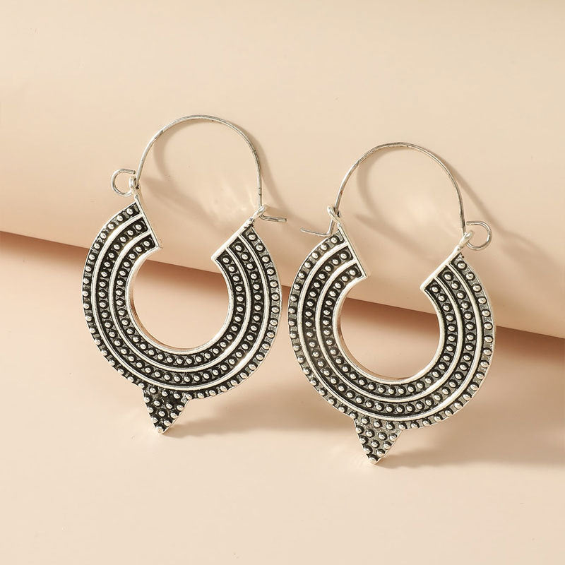 Wholesale Hollow Carved Alloy Irregular Circular Earrings